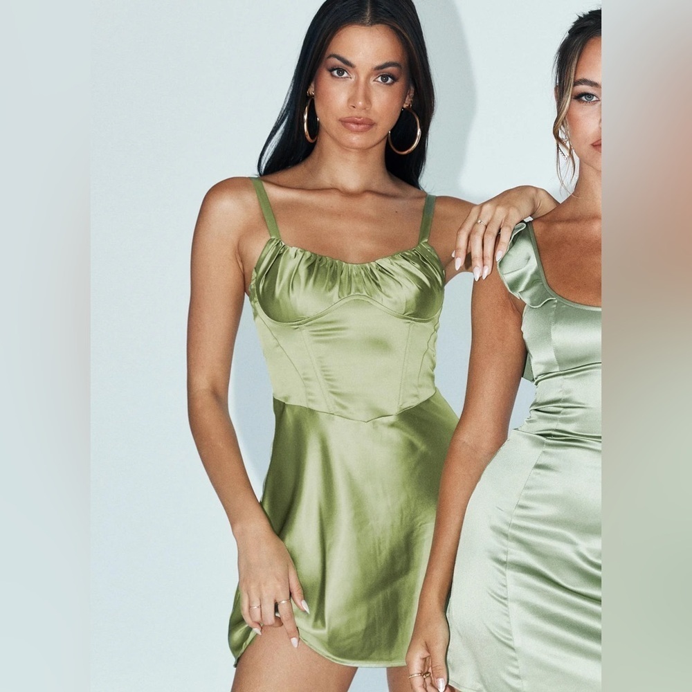 NWT - Princess Polly Stanton Corset Mini Dress in Sage - Size US 2